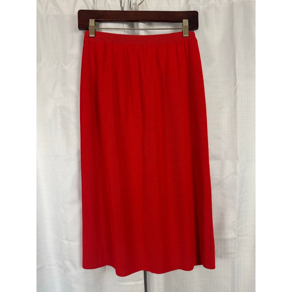 Louis‎ Feraud Red Orange Wool Blend Midi Skirt Vintage Designer Slit